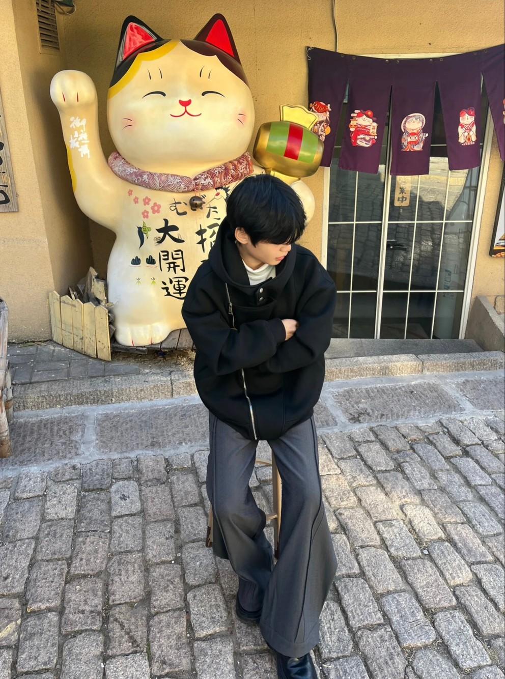 XDFM 美式斜拉链开衫纽扣小众小众外套上衣重磅套头连帽卫衣潮牌